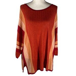 Soft Surroundings Striped Textured Knit tunic Sweater Top M Acrylic/Wool Blend